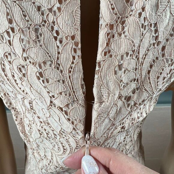 Zara Basic Collection Pink Lace Midi Dress Sleeveless Ruffle Trim Size M (040) - Picture 11 of 16